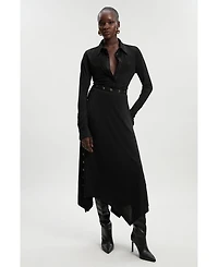 Karen Millen Women's Drapey Crepe Slim Collared Shirt