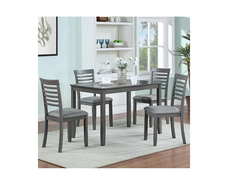 Casainc 5-Piece Modern Dining Set with Rectangular Wood Table and 4 Upholstered Chairs