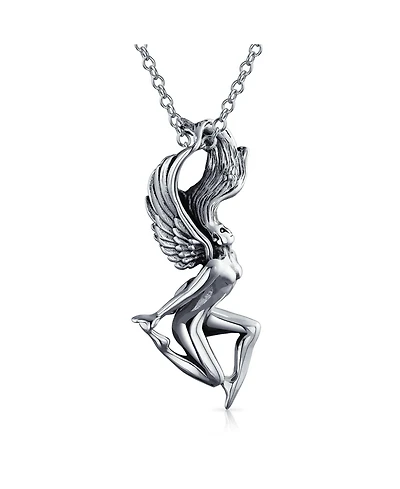 Bling Jewelry Angel Goddess Wings Pendant Necklace Antiqued Sterling Silver