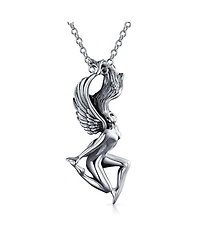 Bling Jewelry Angel Goddess Wings Pendant Necklace Antiqued Sterling Silver