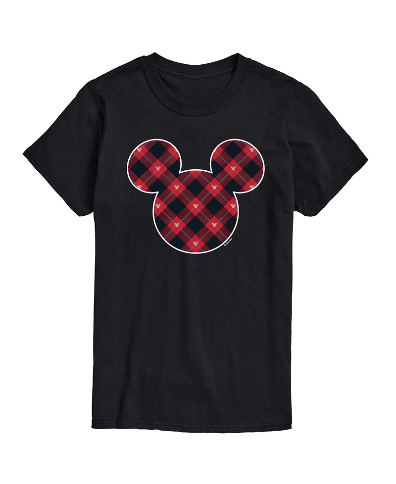 Airwaves Disney Mickey Ears Plaid Men's Short-Sleeve Graphic T-Shirt