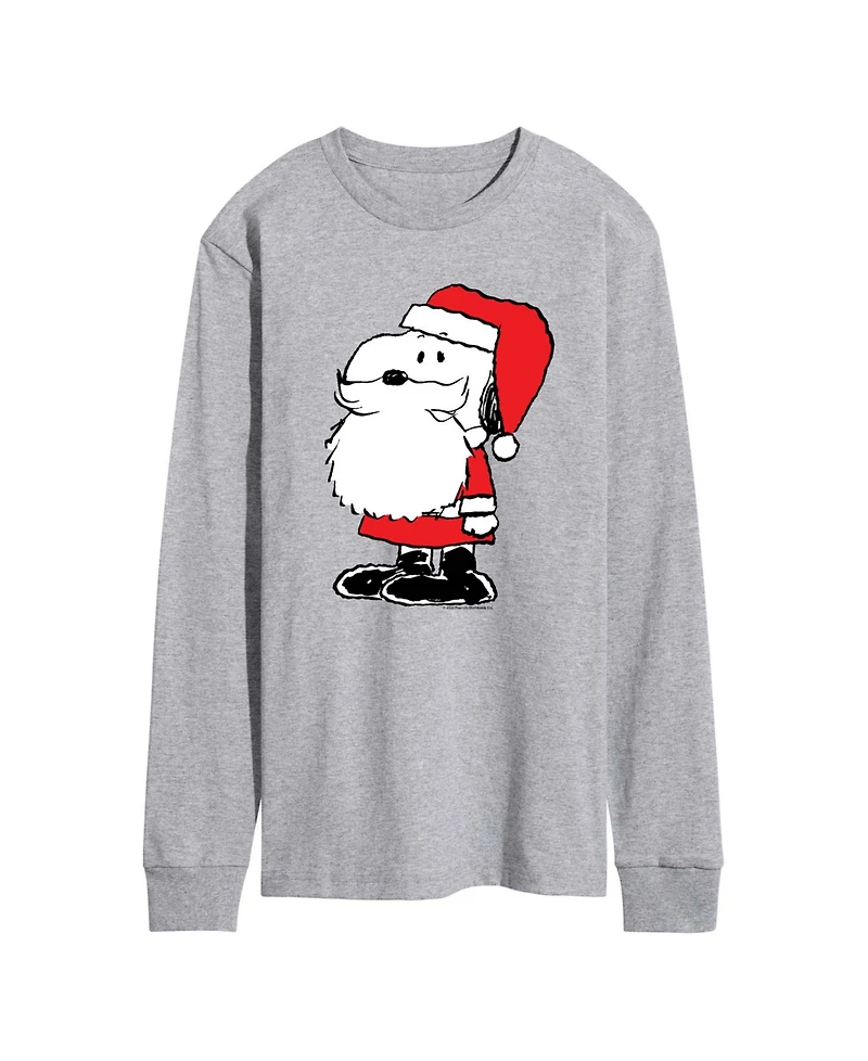 Airwaves Men's Peanuts Santa Snoopy Graphic Long-Sleeve T-Shirt