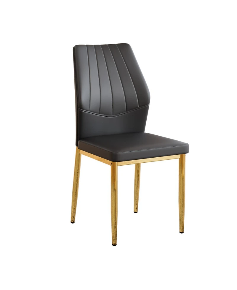 Streamdale Furniture Streamdale Set of 4 Black Dining Chairs, 37" High, Ergonomic Pu Backrest