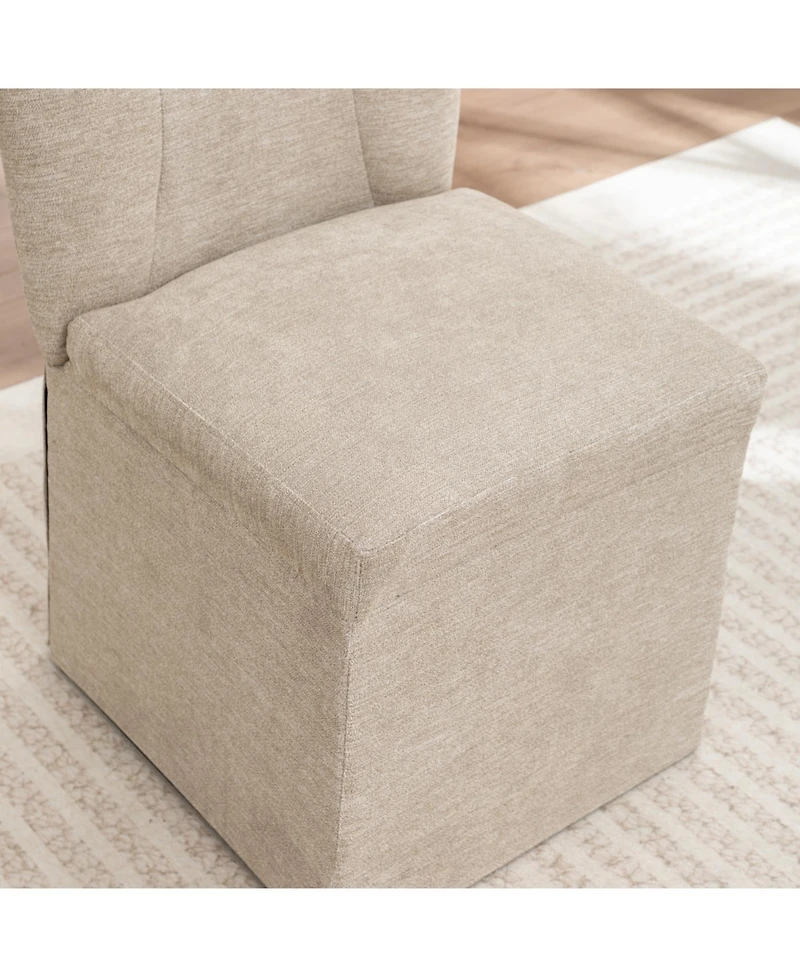 Streamdale Furniture Streamdale Linen Dining Chairs, Modern Fabric Side Chairs, Padded Seat, Set of 2 (Brown