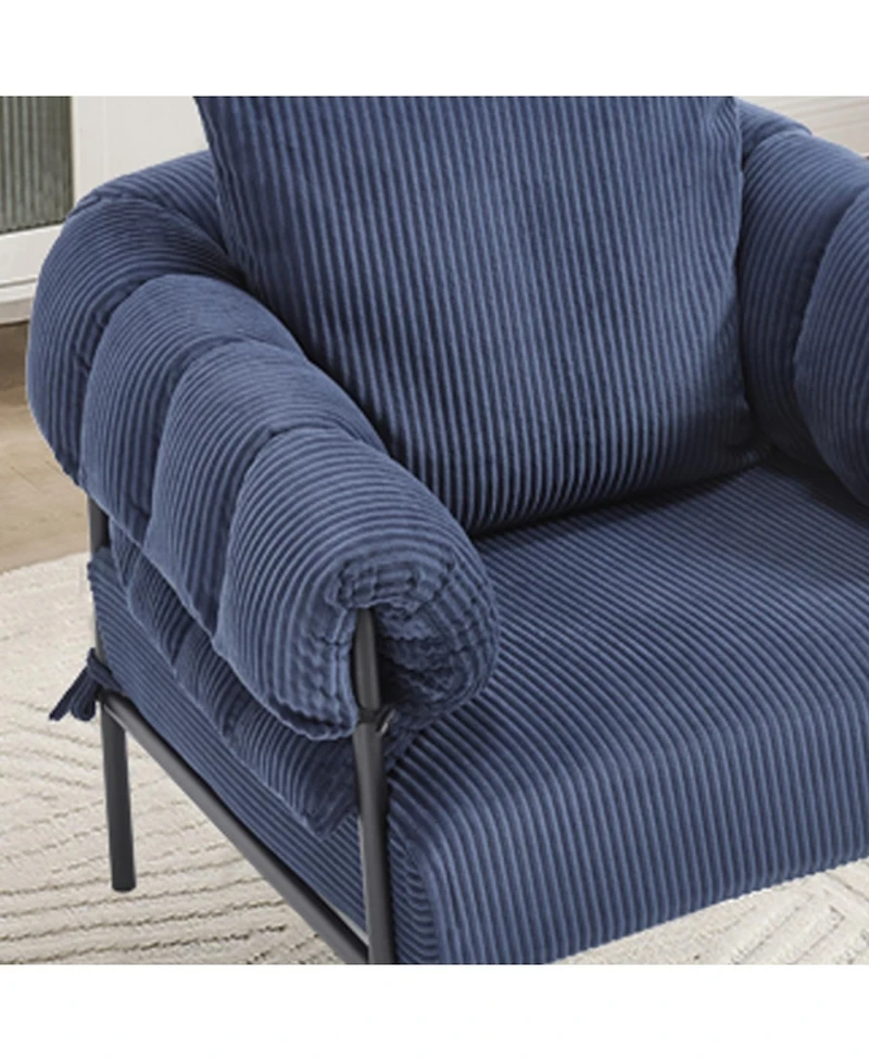 Streamdale Furniture Streamdale Modern Teddy Fleece Upholstered Chair with Gold Metal Legs