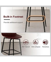Streamdale Furniture Streamdale Modern Swivel Bar Stools with Back Support, Dark Brown (Set of 2