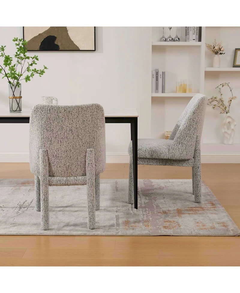 Streamdale Furniture Streamdale Modern Minimalist Chenille Dining Chair Set (Set of 2) - White/Black