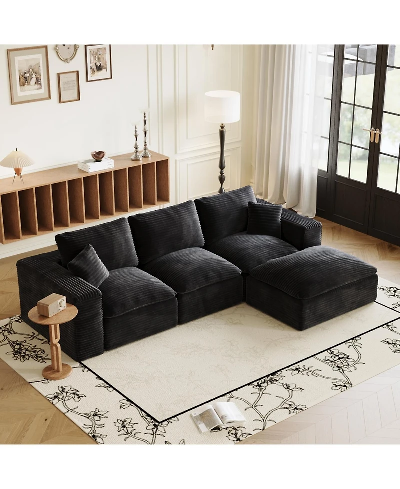 Streamdale 108" Cloud Sectional Couch with L-Shape Chaise, Modern Modular Sofa, Deep Seat, Plush Corduroy
