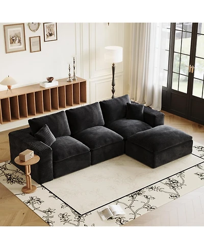 Streamdale 108" Cloud Sectional Couch with L-Shape Chaise, Modern Modular Sofa, Deep Seat, Plush Corduroy