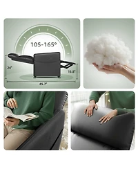 Streamdale Power Recliner Chair - Black Leather w/ Footrest, Padded Seat, Compact Design