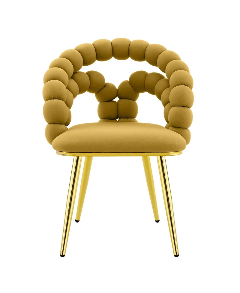 Streamdale Set of 2 Yellow Velvet Dining Chairs with Gold Legs