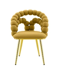 Streamdale Set of 2 Yellow Velvet Dining Chairs with Gold Legs