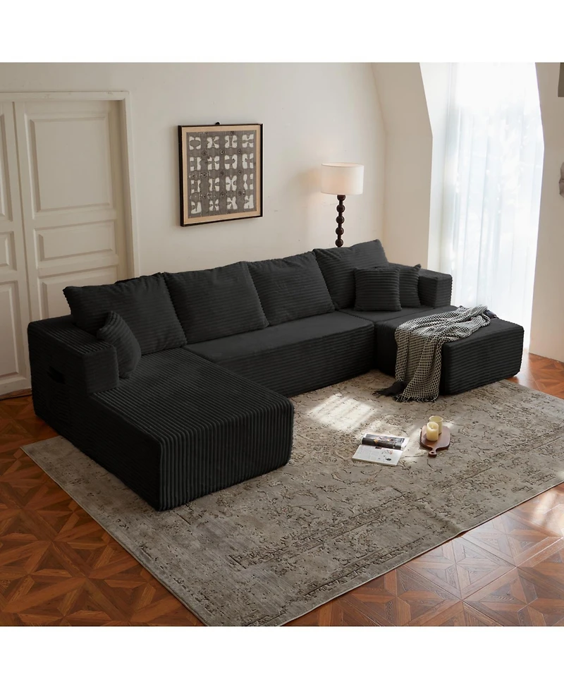 Streamdale Cloud Modular Sectional Sofa with Ottoman, Modern U Shaped Couch
