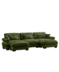 Streamdale U Shape Modular Sectional Sofa Couch with Two Ottomans, Olive Green