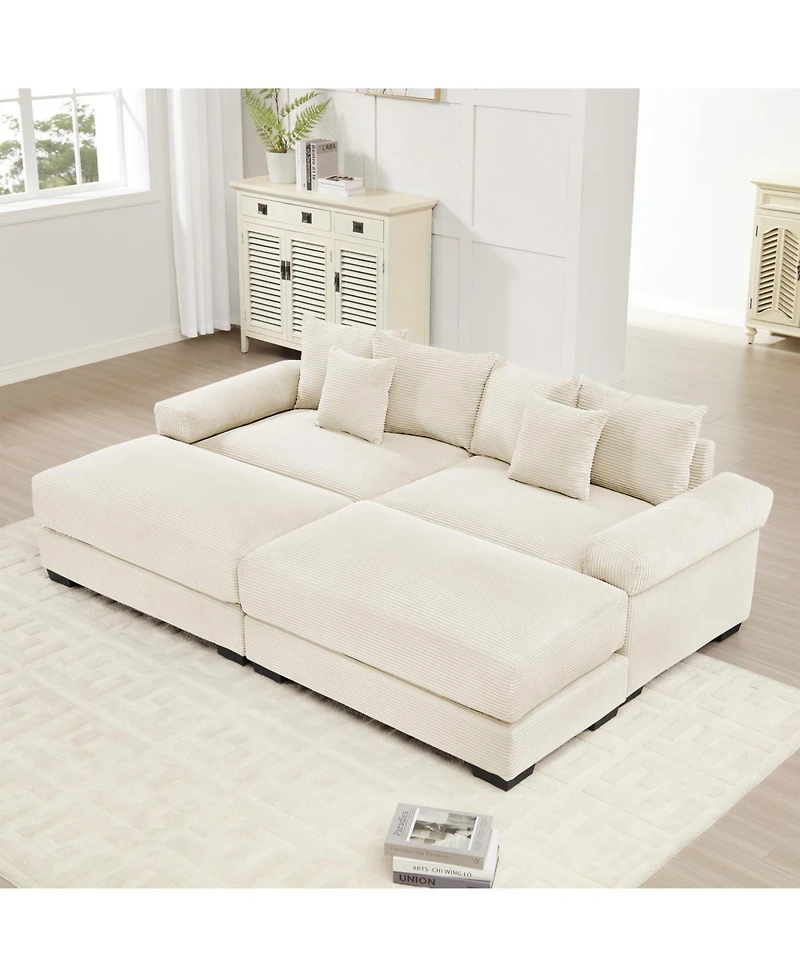 Streamdale Oversized Cloud Modular Sectional Couch with Ottoman, Cream