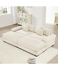 Streamdale Oversized Cloud Modular Sectional Couch with Ottoman, Cream