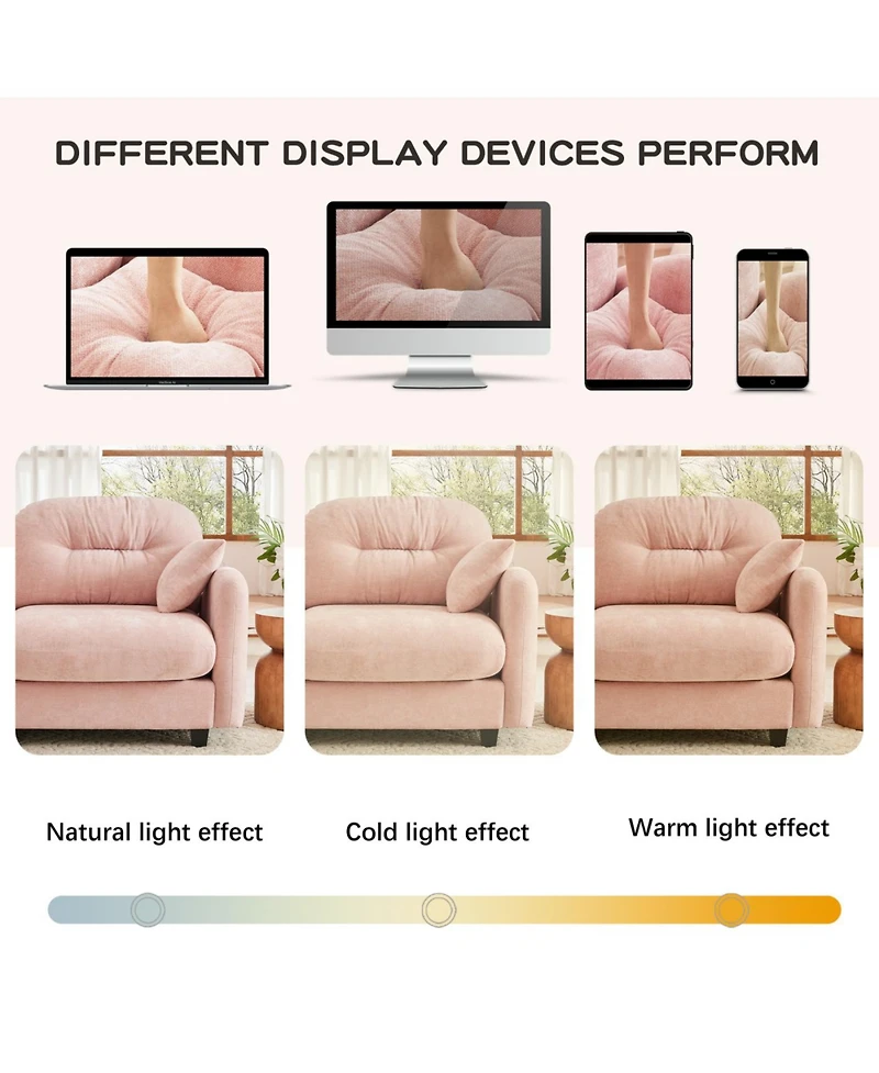 Streamdale Furniture Pink Cloud Sectional L-Shaped Couch with Ottoman