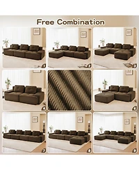 Streamdale Modern U-Shaped Corduroy Sectional Sofa with Ottomans - Brown