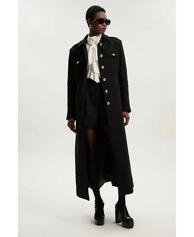 Karen Millen Women's Wool Military Tailored Maxi Coat