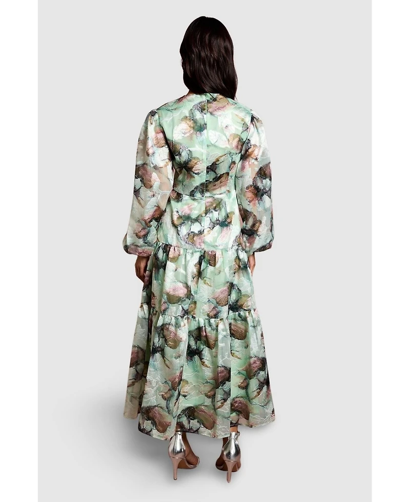 Coast Women's Puff Sleeve Jacquard Midaxi Dress