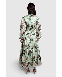 Coast Women's Puff Sleeve Jacquard Midaxi Dress