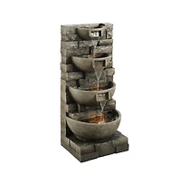 Outdoor 4-Tier Block Stack Yard Fountain for Garden or Patio