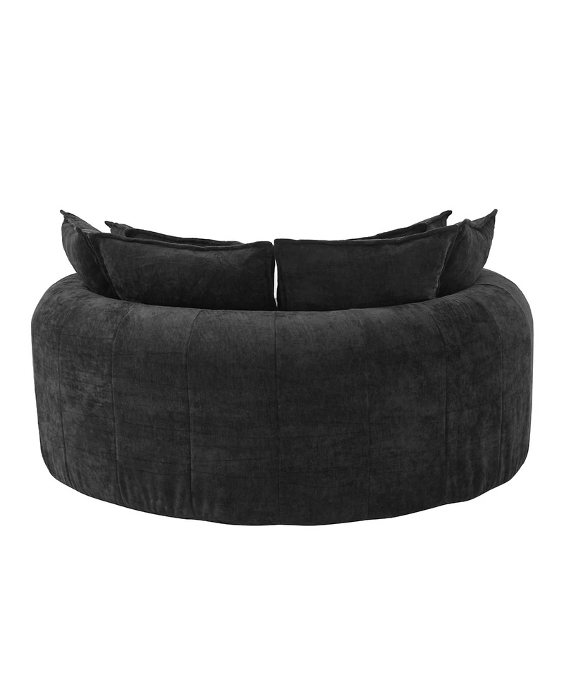 Streamdale Furniture Full-Compressed Round Chaise Sofa, Black