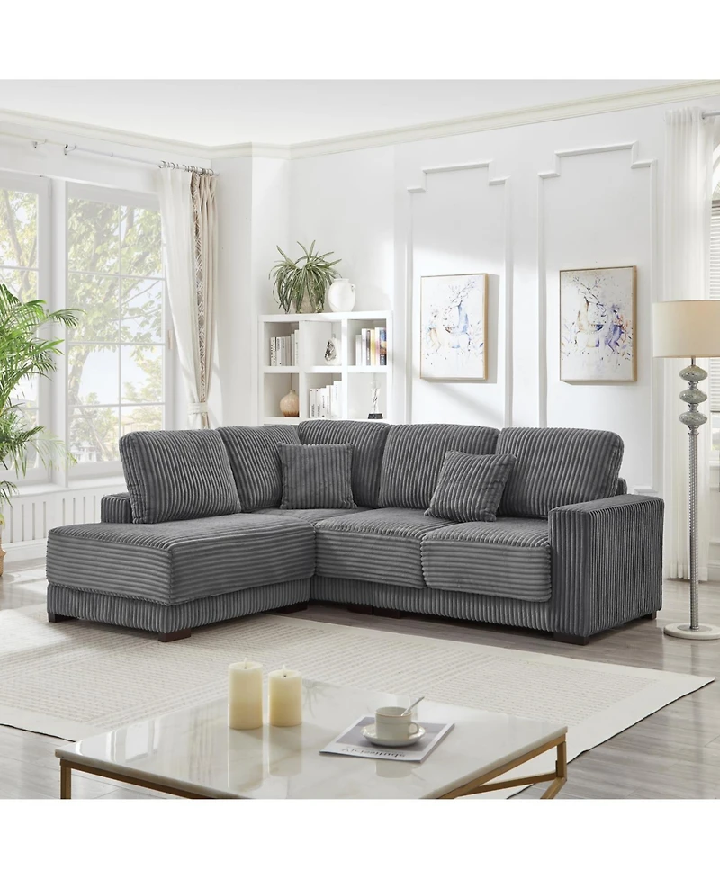 Streamdale Furniture Streamdale 93" L-Shaped Sectional Sofa with Reversible Chaise Lounge (Grey