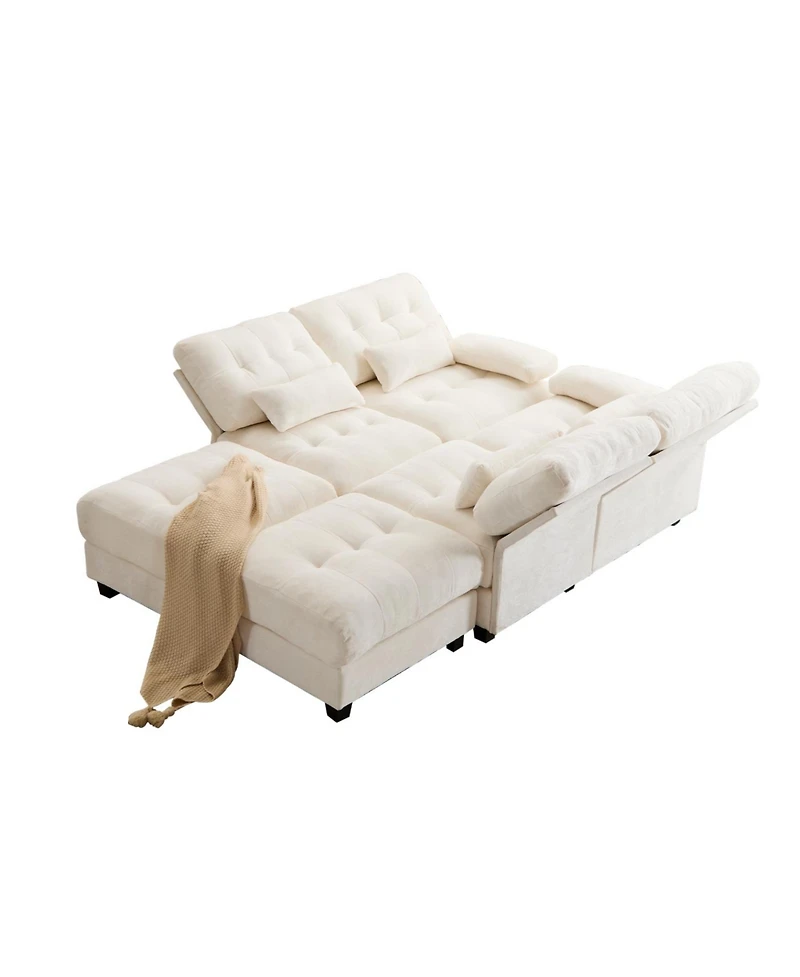 Streamdale Furniture Streamdale 119" 4-Seater Sofa w/ 2 Ottomans, Adj. Backrest, 350lb/Seat, Chenille