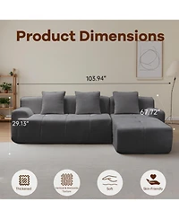 Streamdale Furniture Modern cloud sofa, modular L-shaped chaise, deep seat.