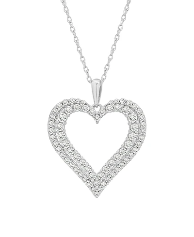 Macy's Heart Diamond Pendant Necklace (1 ct. t.w.) in 14K White Gold