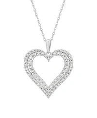 Macy's Heart Diamond Pendant Necklace (1 ct. t.w.) in 14K White Gold