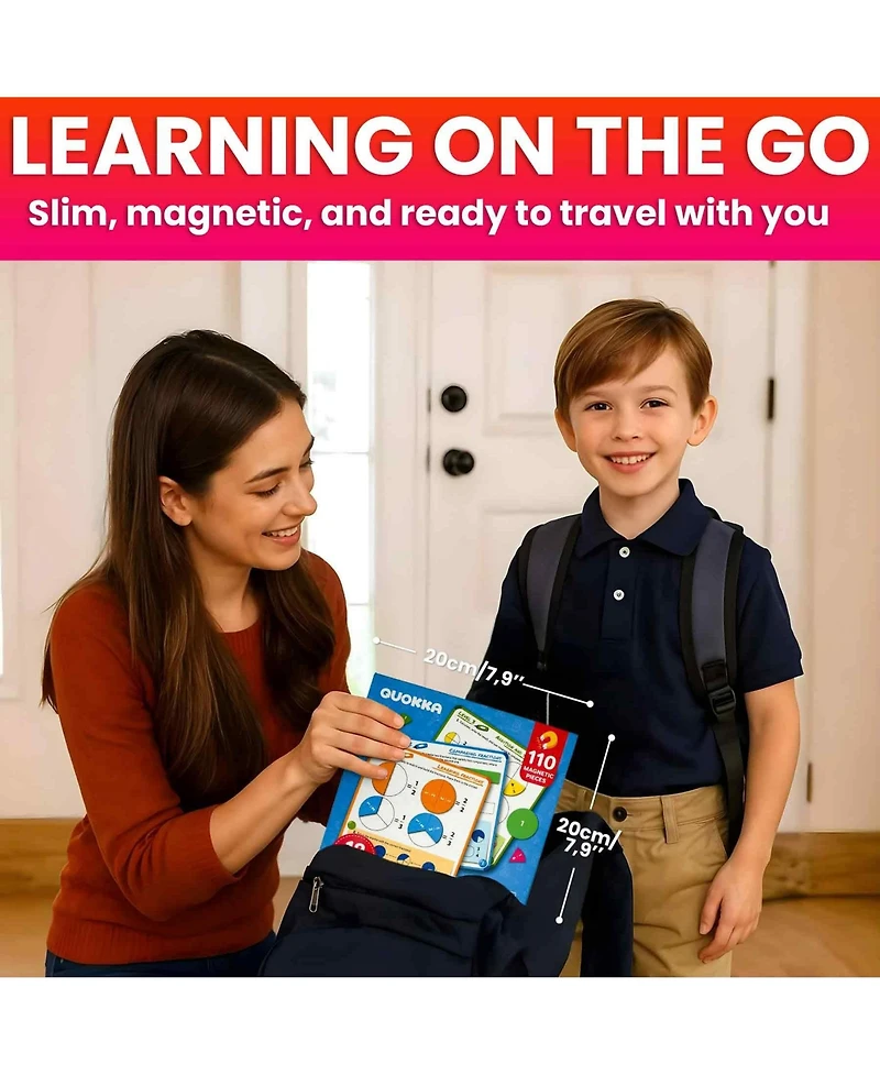 Quokka Magnetic Fractions Learning Set for Kids Ages 6-12 – Hands-On Math Games for Homeschooling, Classrooms & Travel