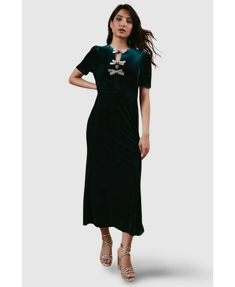 Oasis Women's Occasion Velvet Bow Midaxi Dress