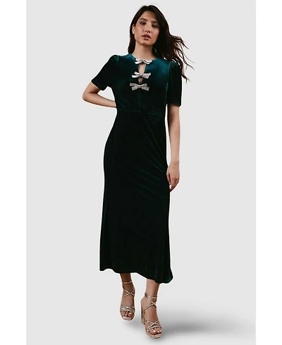 Oasis Women's Occasion Velvet Bow Midaxi Dress