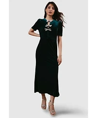 Oasis Women's Occasion Velvet Bow Midaxi Dress