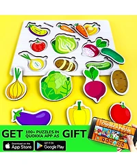 Quokka Wooden 4 Set Pegged Puzzles for Kids Ages 1-2 – Veggies Learning Toy for Kids