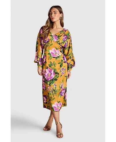 Coast Women's Printed Satin Maxi Dress With Cowl Back