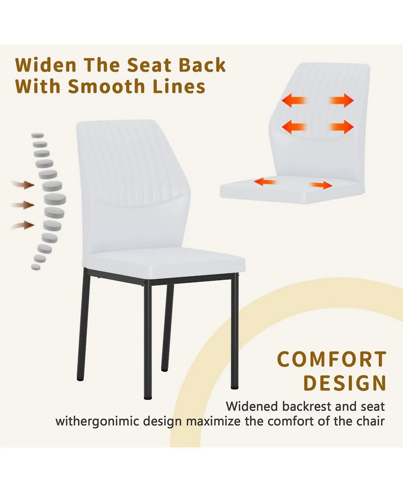 Streamdale Furniture Streamdale 6-piece set of white & black Pu dining chairs, ergonomic, 36.7" high