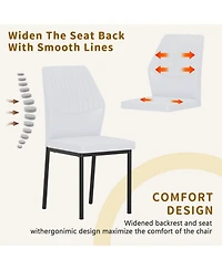 Streamdale Furniture Streamdale 6-piece set of white & black Pu dining chairs, ergonomic, 36.7" high