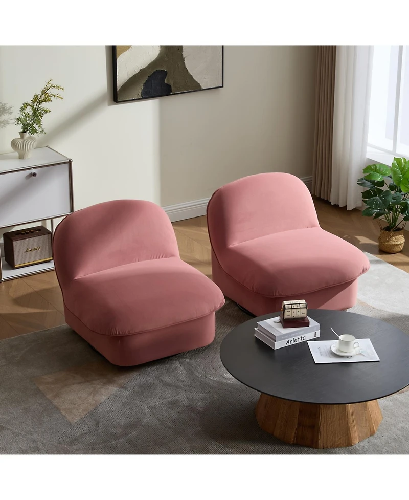 Streamdale Velvet Swivel Chair with 360-degree Metal Base