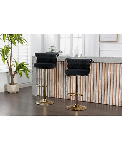 Streamdale Furniture Streamdale Velvet 360 Rotating Bar Chair with Adjustable Height - Modern Kitchen Island Seating