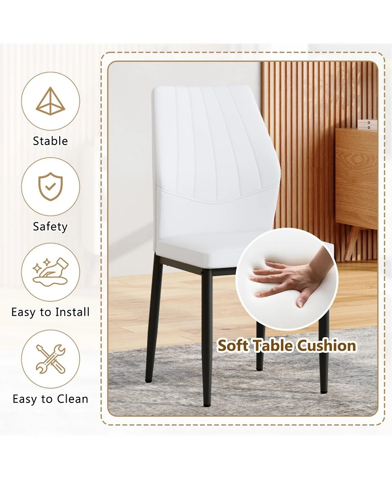 Streamdale Set of 4 Black & White Dining Chairs, Ergonomic Pu Backrest