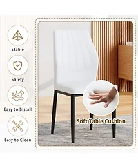 Streamdale Set of 4 Black & White Dining Chairs, Ergonomic Pu Backrest