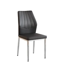 Streamdale Set of 6 Black & Silver Dining Chairs, 37" High, Ergonomic Pu Backrest