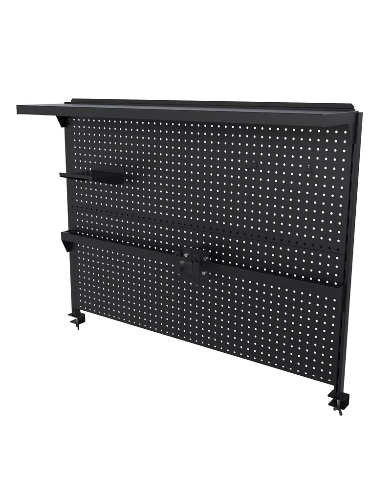 Streamdale FurnitureClamp-On Desk Pegboard with Monitor Stand, 43x35 Inch Organizer, Black