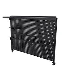 Streamdale FurnitureClamp-On Desk Pegboard with Monitor Stand, 43x35 Inch Organizer, Black