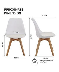 Streamdale Furniture Streamdale Set of 4 White Medieval Modern Dining Chairs with Wooden Legs