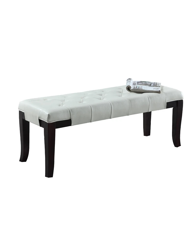 Streamdale Furniture Streamdale Linon Tufted Bench, Faux Leather, White