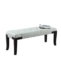 Streamdale Furniture Streamdale Linon Tufted Bench, Faux Leather, White